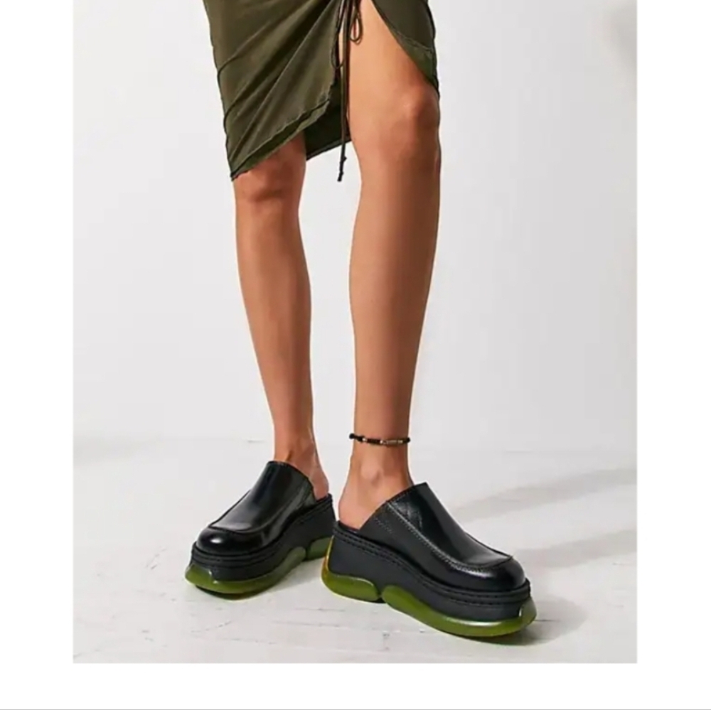Miista Black and Green Mules
